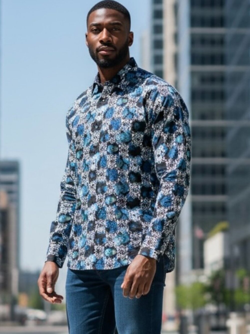 NEW Robert Graham Alloway shirt Men's LARGE blue/black long sleeve button up NWT